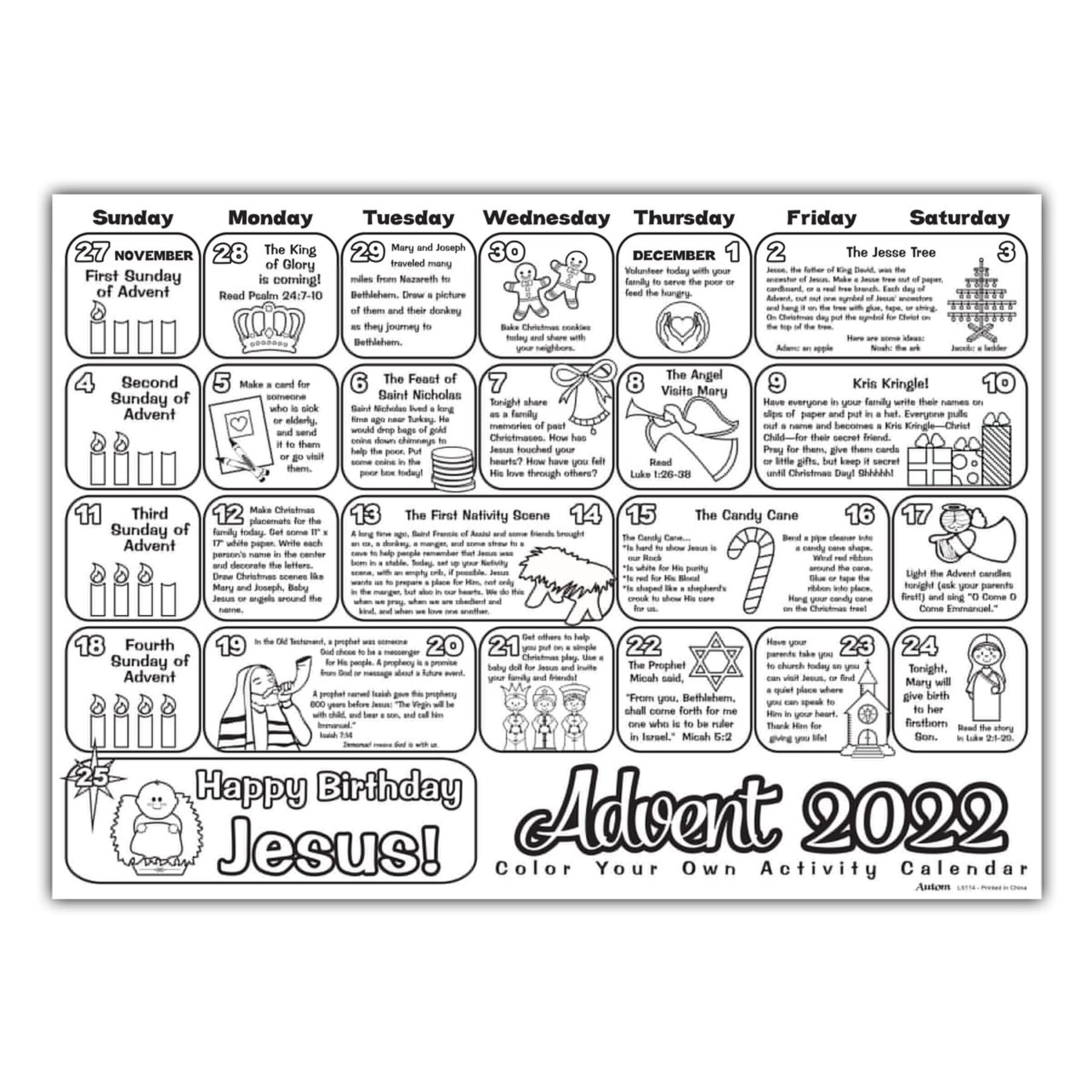Amazon.com: 2022 Color Your Own Advent Calendar, Fun Holiday Activity, Religious Arts and Crafts, Pack of 50 : Home & Kitchen amazon-com-2022-color-your-own-advent-calendar-fun-holiday-activity-religious-arts-and-crafts-pack-of-50-home-kitchen