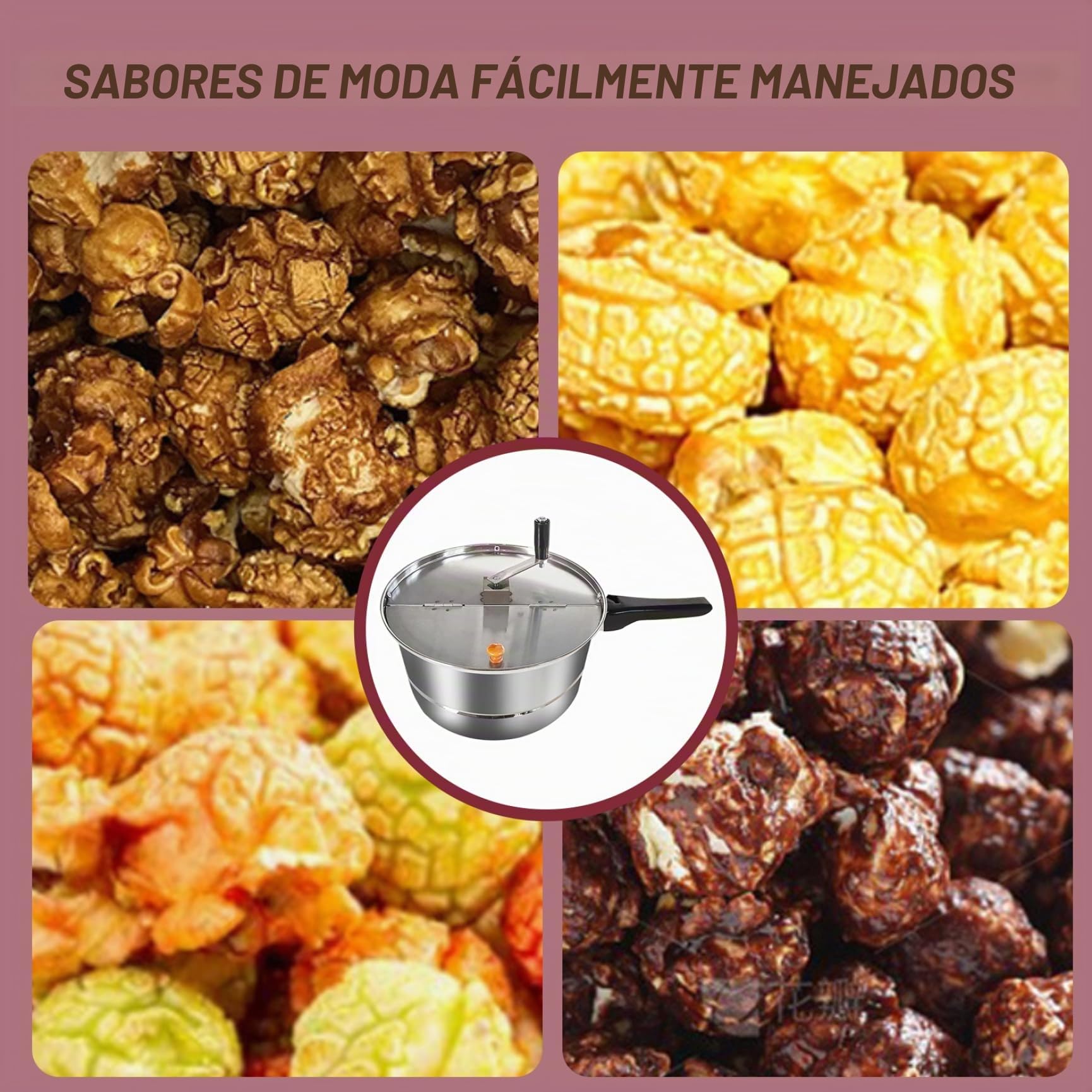 Máquina Fabricante de Palomitas de Palomitas de de de, Estufa de Acero Inoxidable Antiadherente, Bote con Mango de Goma de Aislamiento de Calor y Herramientas para el