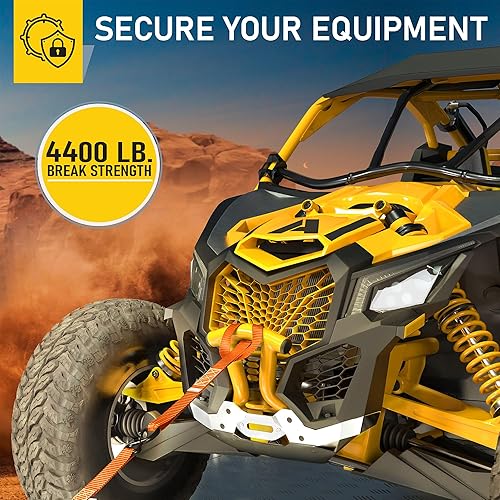 Miniatura 5 de AUGO - 4 correas de trinquete resistentes y bucles suaves, de 1.5 pulgadas por 10 pies con cierres de seguridad de gancho en S y 4 amarres de bucle