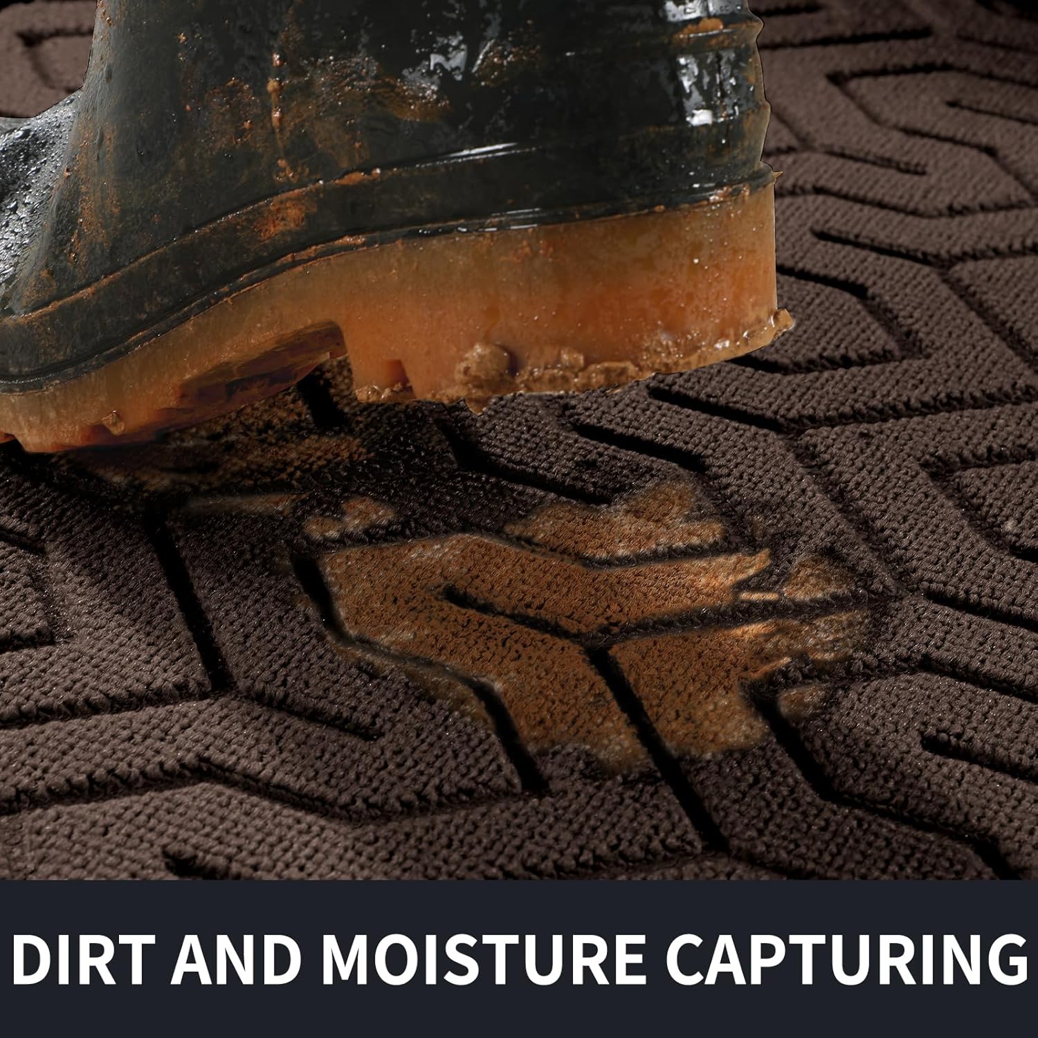 Yimobra Front Door Mat Outside Entrance 29.5x17, Waterproof Heavy Duty Outdoor Mats for Front Door, Non Slip Rubber Entry Mat for Garage Patio Indoor, Brown - Image 3