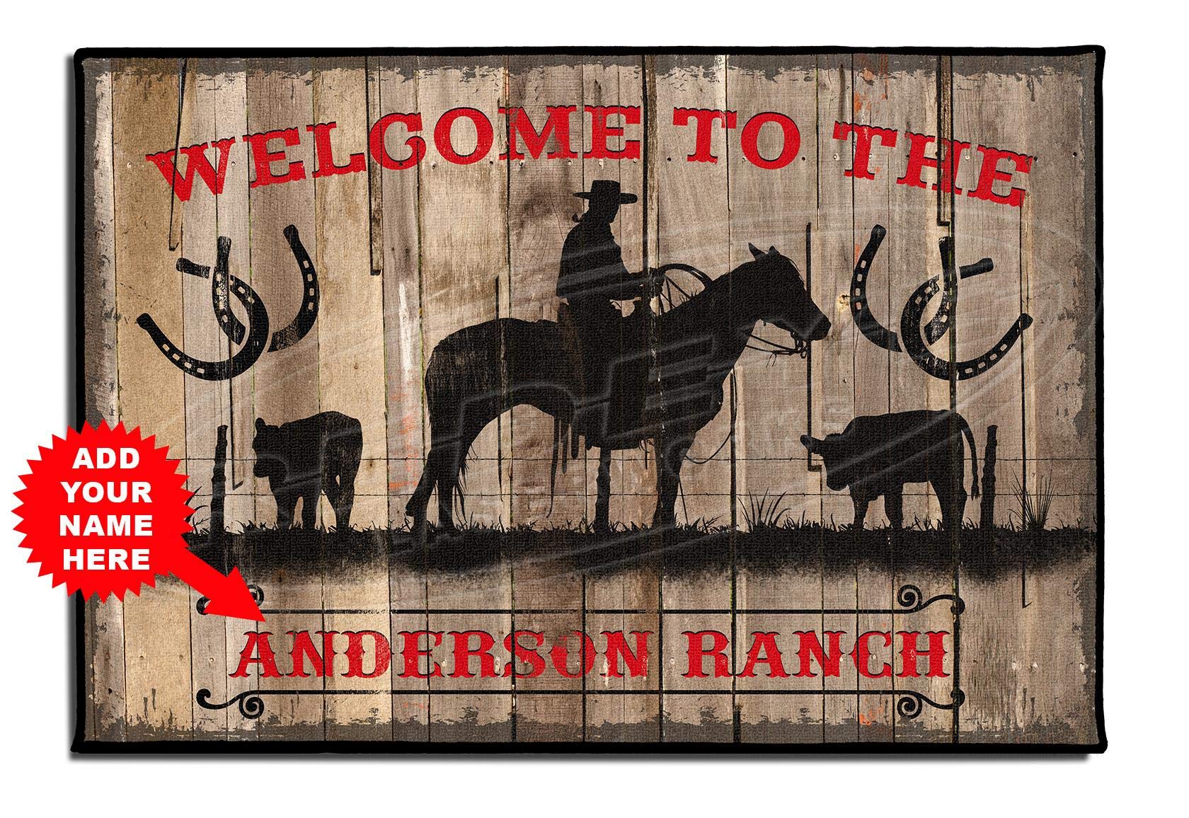 Western Ranch Personalized Large Welcome Doormat