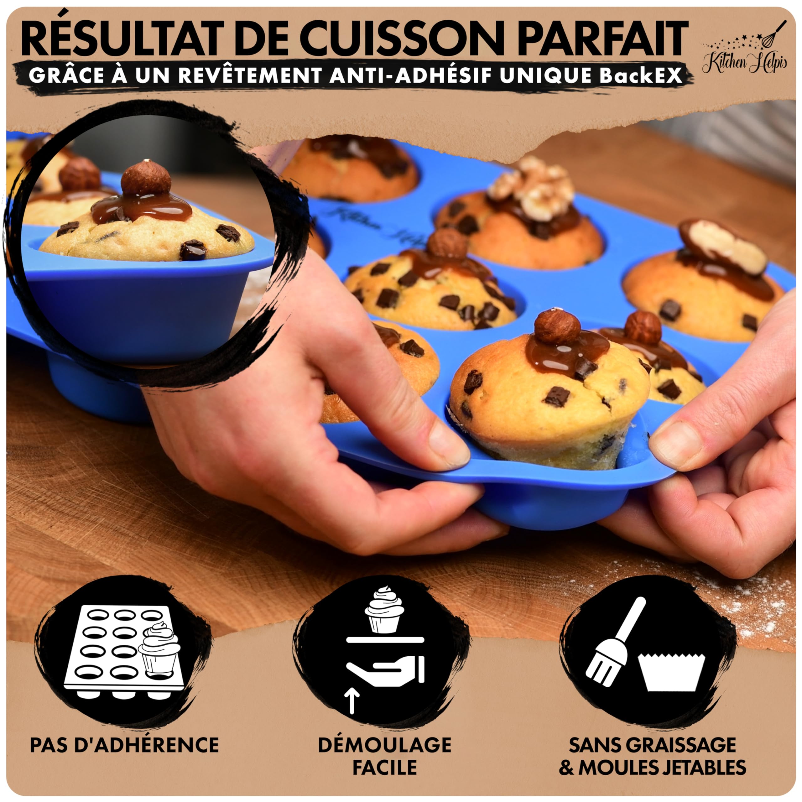 Moule Silicone 9 En 1 Anti-Adhésif – Muffins, Gâteau, Pizza, Cheesecake, Beignets – Sans BPA – Four & Micro-ondes