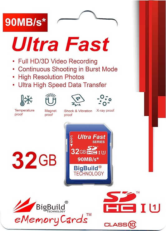 32GB SDHC 90MB/s Memory Card Compatible with AbergBest 21, AGFA DC5500, CamKing Camera