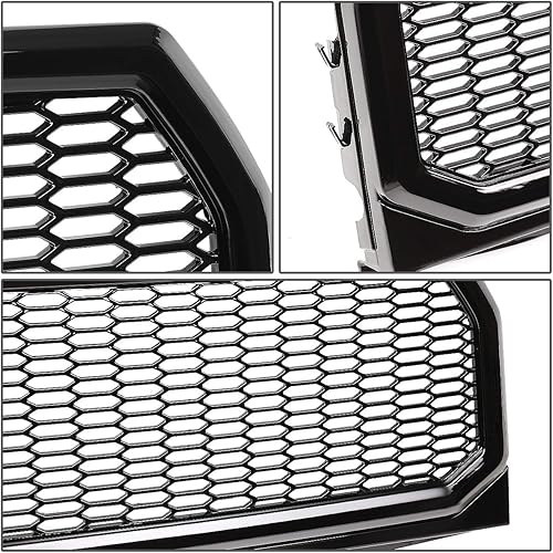 Miniatura 8 de DNA MOTORING GRF-OH-014-BKZ - Parrilla de parachoques delantero brillante sin insignias, compatible con Ford F-150 15-17