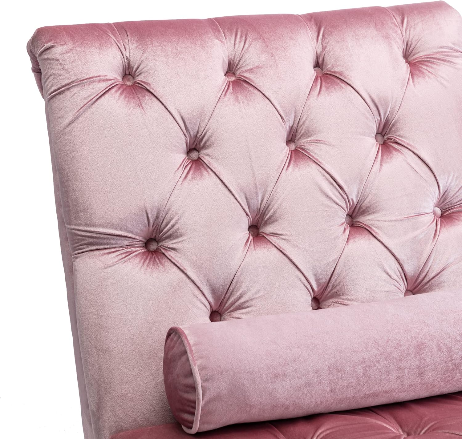Leisure Velvet Concubine Sofa Accent Sofa Chaise Reclining Lounger Barrel Sofa with Acrylic Feet (Pink)