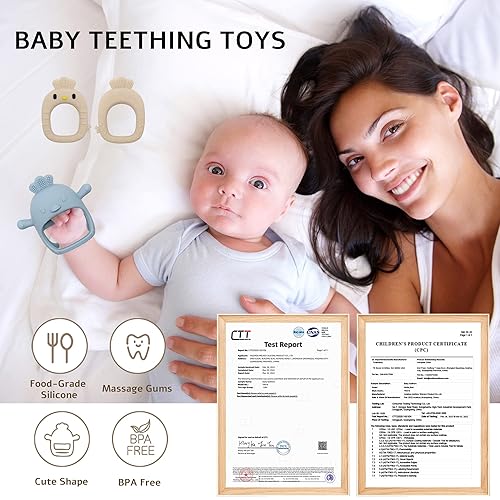Miniatura 2 de 2 juguetes de dentición con forma de pollito para bebés, mordedores de muñeca que nunca se caen, juguetes masticables para bebés para necesidades