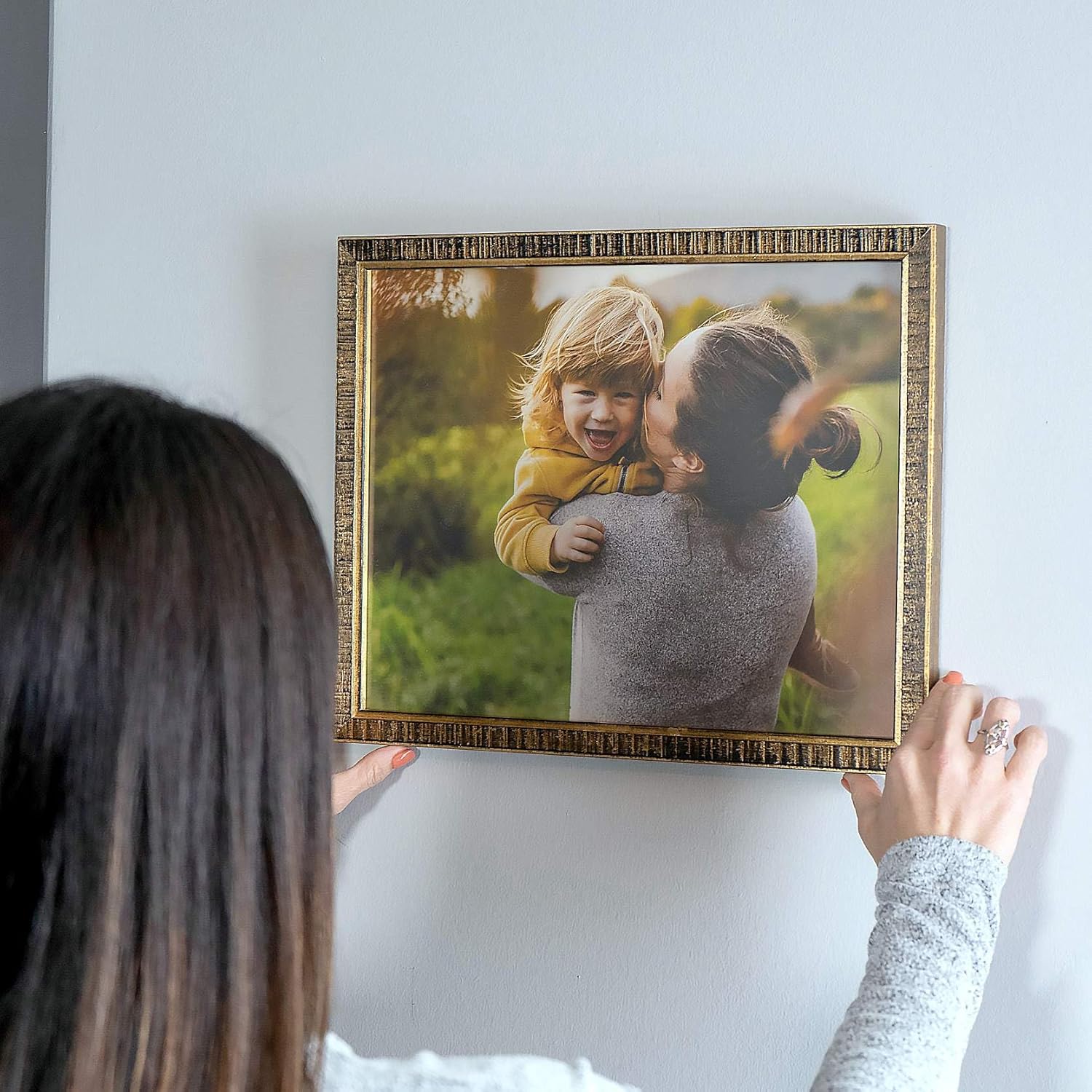 5.5x8.5 Frame Gold Picture Frame - Modern Photo Frame Includes UV Acrylic Shatter Guard Front, Acid Free Foam Backing Board, Hanging Hardware Wood Certificate Frame Wall Frames for Family Photos