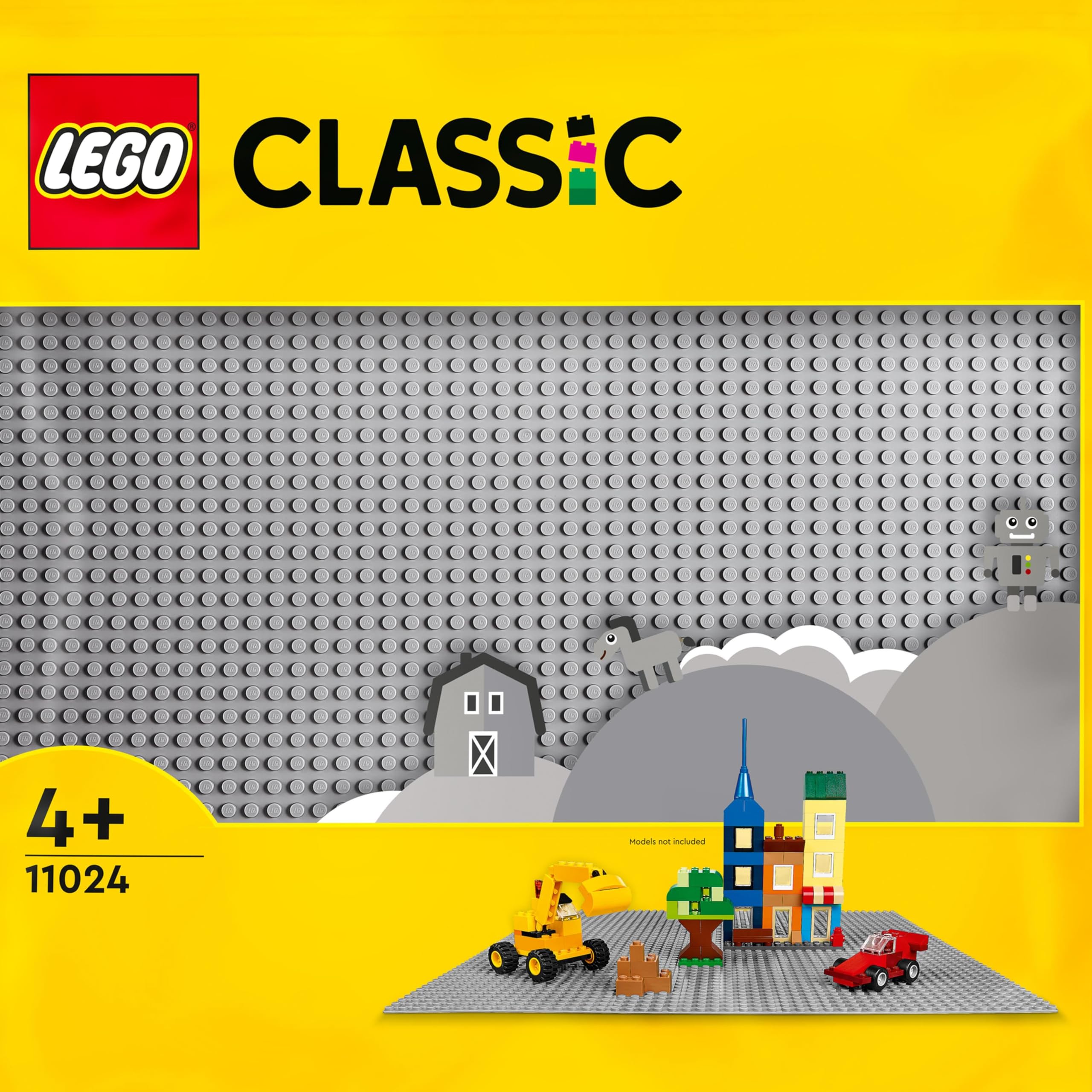 LEGO11024 Classic Grey Baseplate, Construction Toy for Kids 48x48 Stud Building Base, Build and Display Board Set