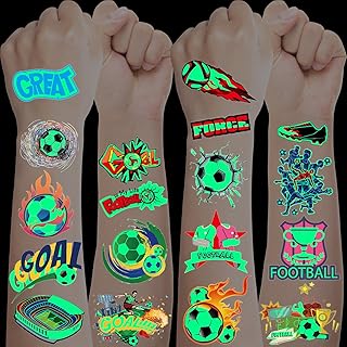 Light Tattoos Children's Football, 10 Sheets Tattoo Children's Football Gifts Boys Gift Boy 3 4 5 6 7 8 9 10 Years, Small Gifts for Advent Calendar for Boys, Cool Things for Boys