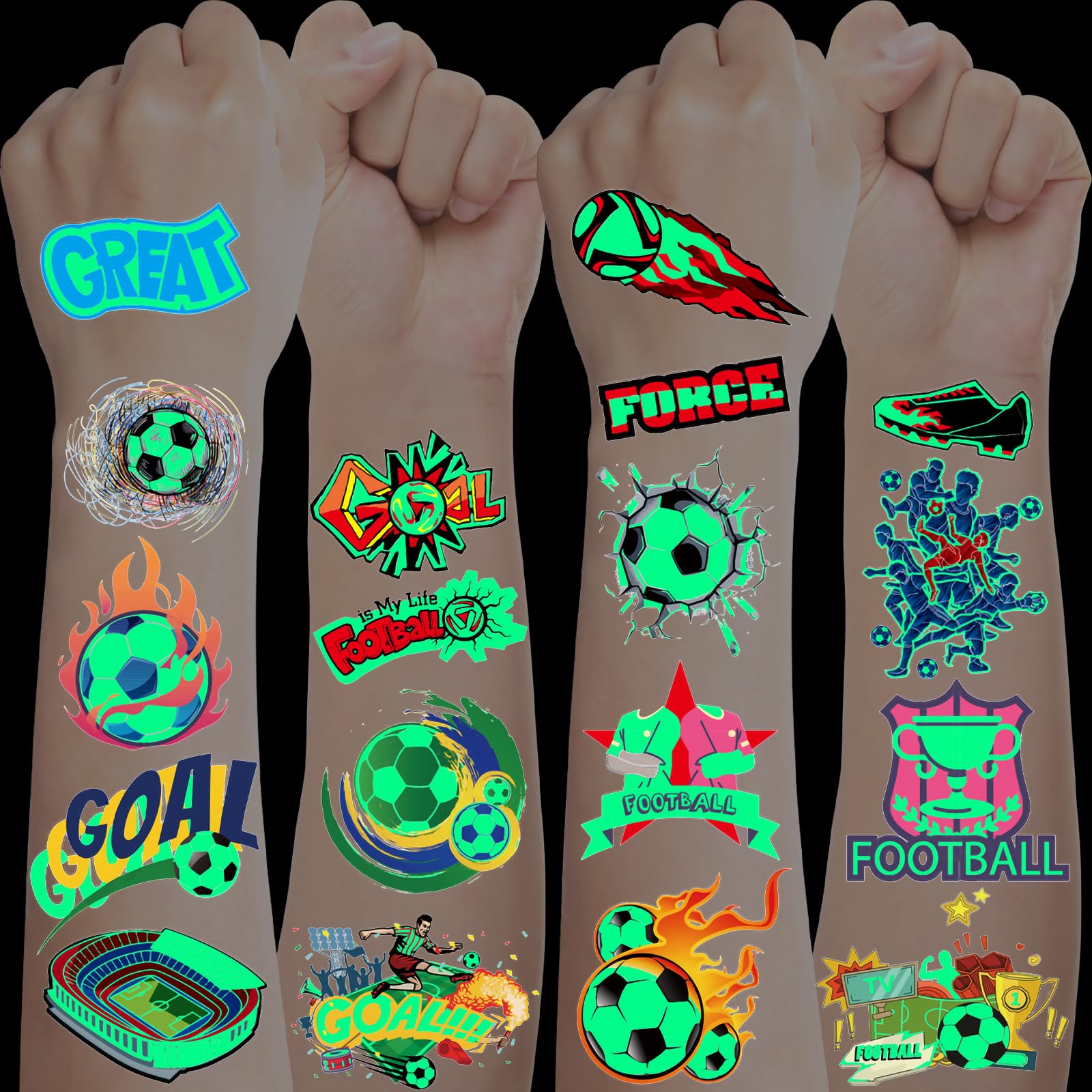 Geschenk Junge 4 5 6 7 8 9 10 11 12 Jahre, 10 Blätter Leuchttattoos Kinder Fussball Geschenke Jungen, Coole Sachen für Jungs, Fußball Geschenke für Jungs, Fußball Mitgebsel Kindergeburtstag