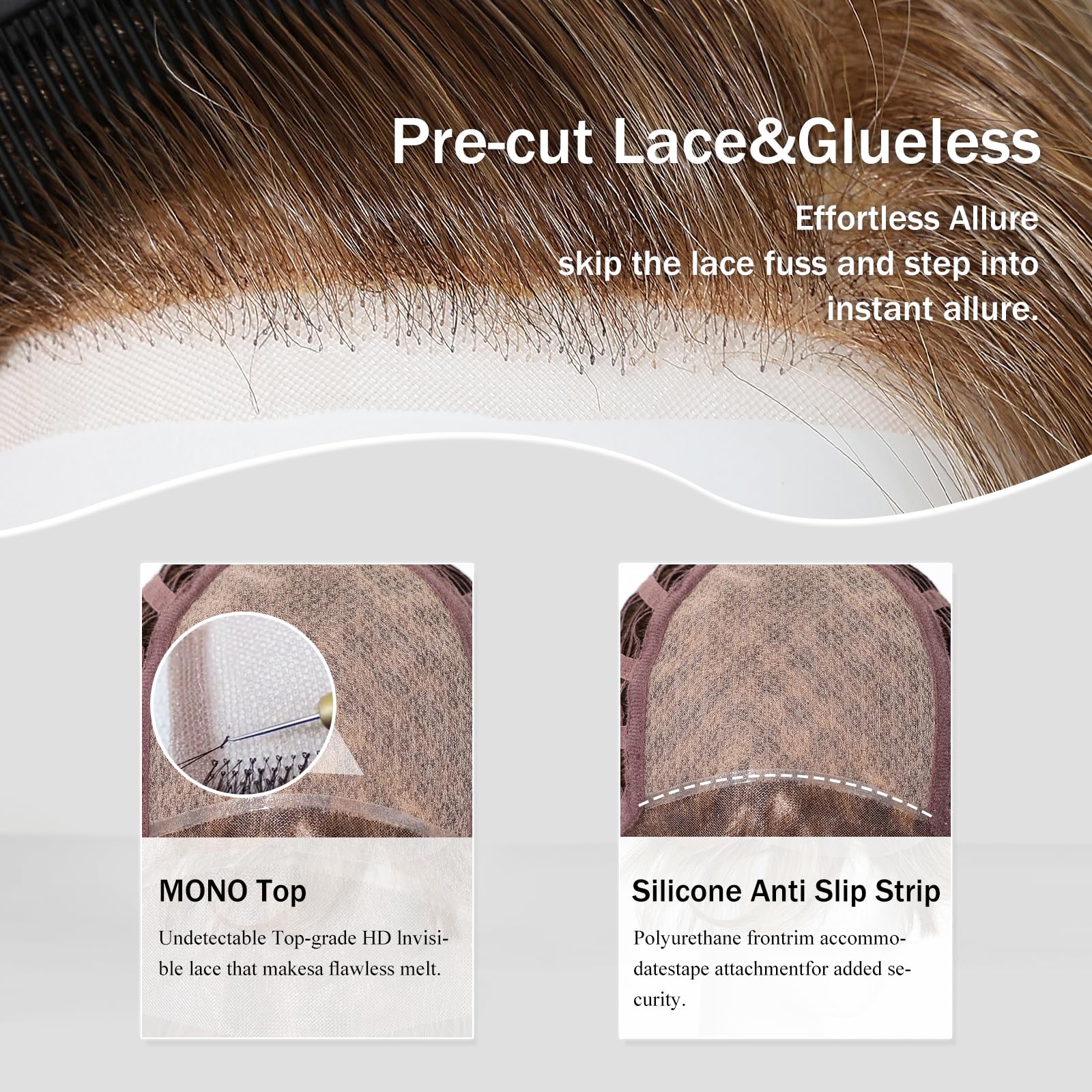 Amazon.com : DWY Mono Top Light Brown 5x5 Lace Front Wig 