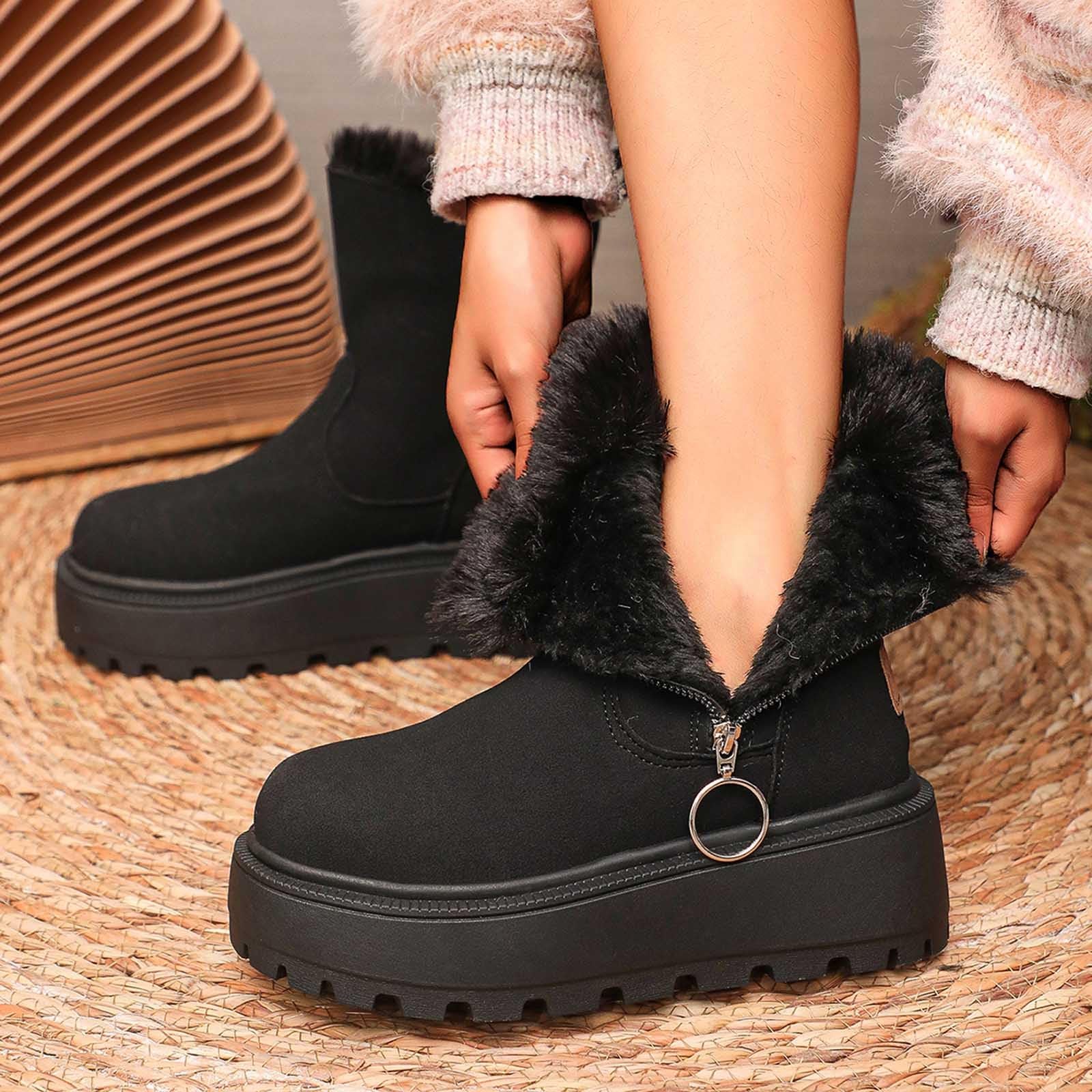 Generico Scarpe Da Neve Donna Impermeabile Scarponi Calde Stivaletti Imbottiti Dopo Sci Termiche Doposci Invernali Stivali Per All'Acqua Trekkin Impermeabili Snow Boots