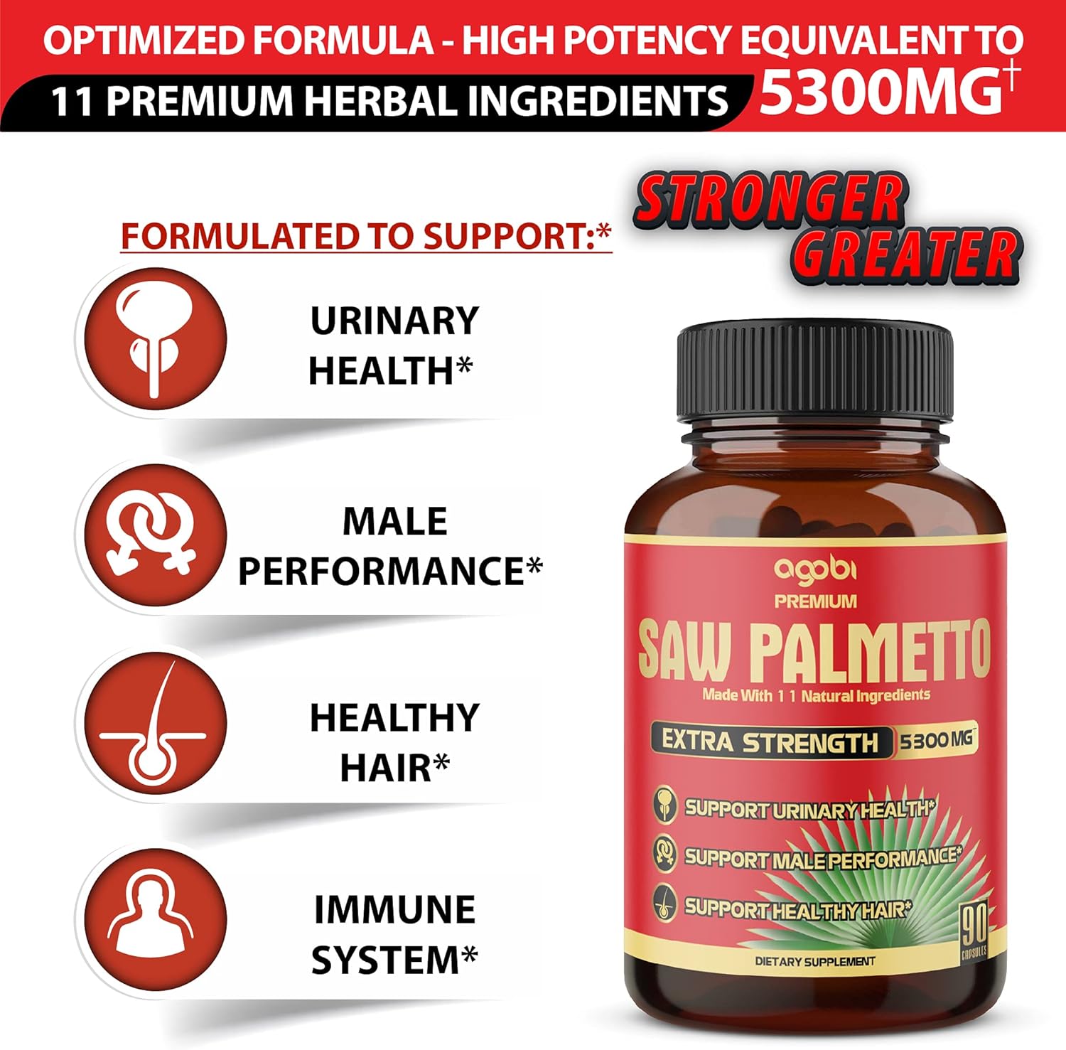 Premium Saw Palmetto Capsules - Equivalent To 5300mg Combined With Ashwagandha, Turmeric, Tribulus, Maca, Green Tea, Ginger, Holy Basil & More - Natural Prostate Support - 90 Caps 3-Month Supply : Health & Household