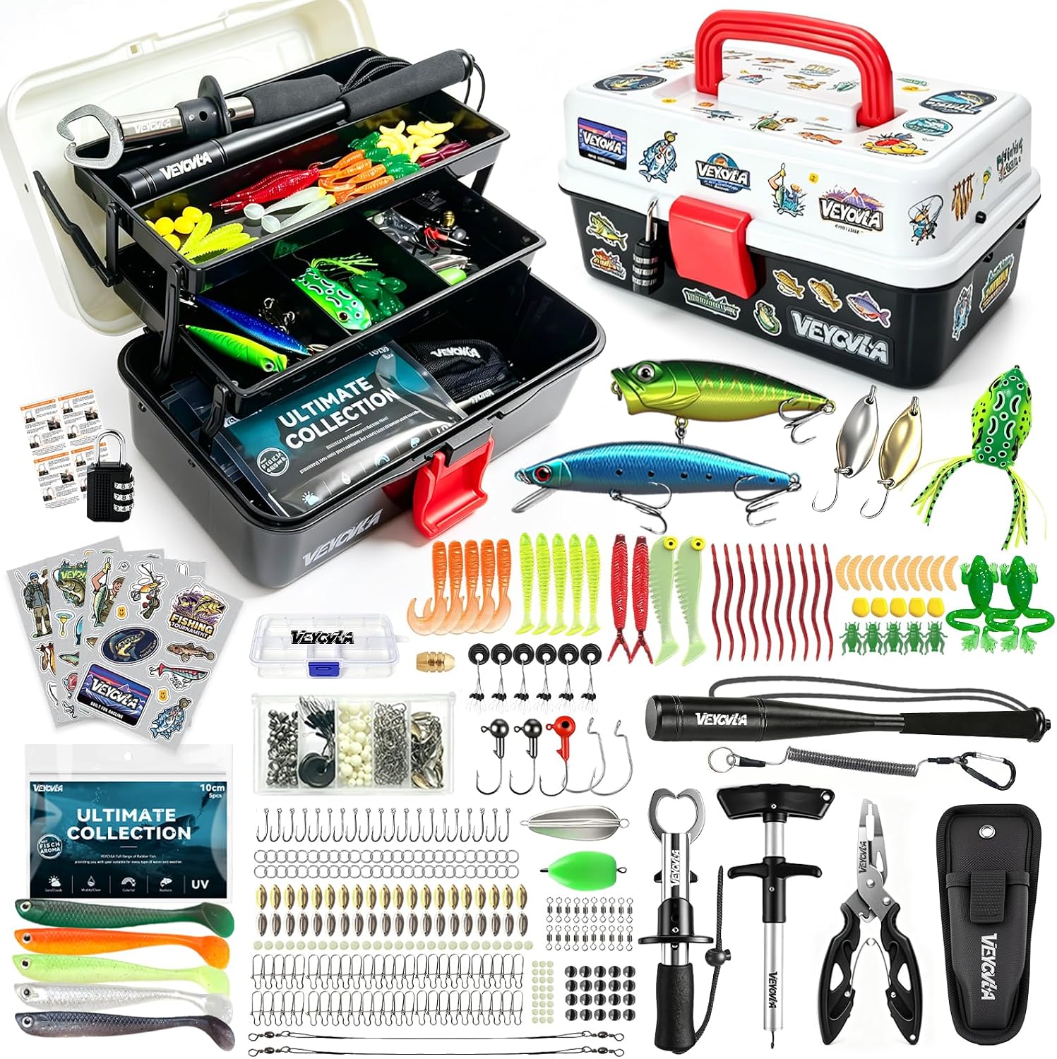 376 Piece Fishing Accessory Set, Fishing Case with Accessories, Fish Killer Fishing Pliers, Hook Remover, Fishing Accessories, Zander, Perch & Trout Bait, Fishing Lead, Hook, Fishing Gift for