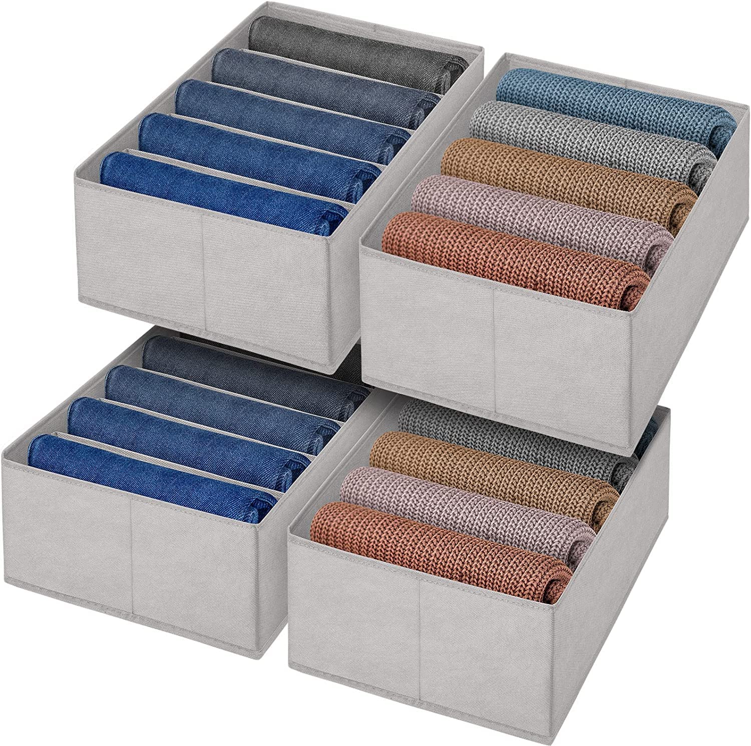 JD FRESH 4-Piece Set of Non-Woven Fabric Clothes Organizers for Wardrobe/Foldable Cupboard Storage Boxes/Rectangular Almirah Organizers for Shirts/Pants/T-Shirts/Dress/Sweatshirt/Jeans(Grey/5 Slots) (B0D11C557L) Amazon Price History, Amazon Price Tracker