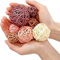 Vista 3 de Patelai 36 Piezas Bolas de Mimbre de Ratán Bolas Decorativas para Jarrón Centro de Mesa Cuencos Esferas de Relleno para Decoración del Hogar, 4 Boho