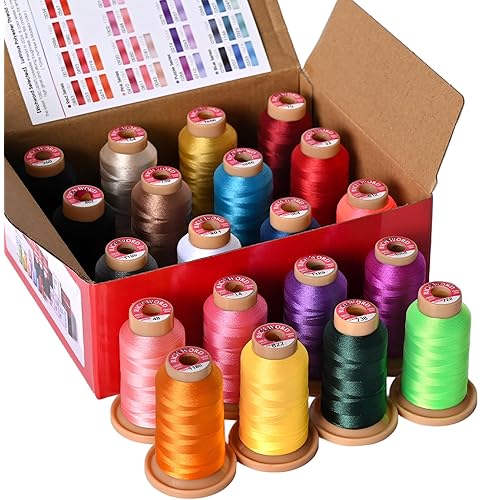 Richword Selected 800M 20 Colors Embroidery Thread,40WT(108D/2) Polyester Embroidery Machine Thread Set for Embroidery Machines and Sewing Machines
