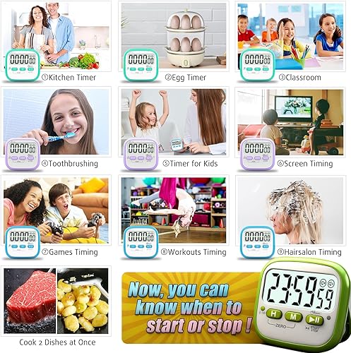 Miniatura 5 de Antonki Paquete de 2 temporizadores de aula para niños y profesores, temporizador digital de cocina magnético de cuenta regresiva para cocinar, 2