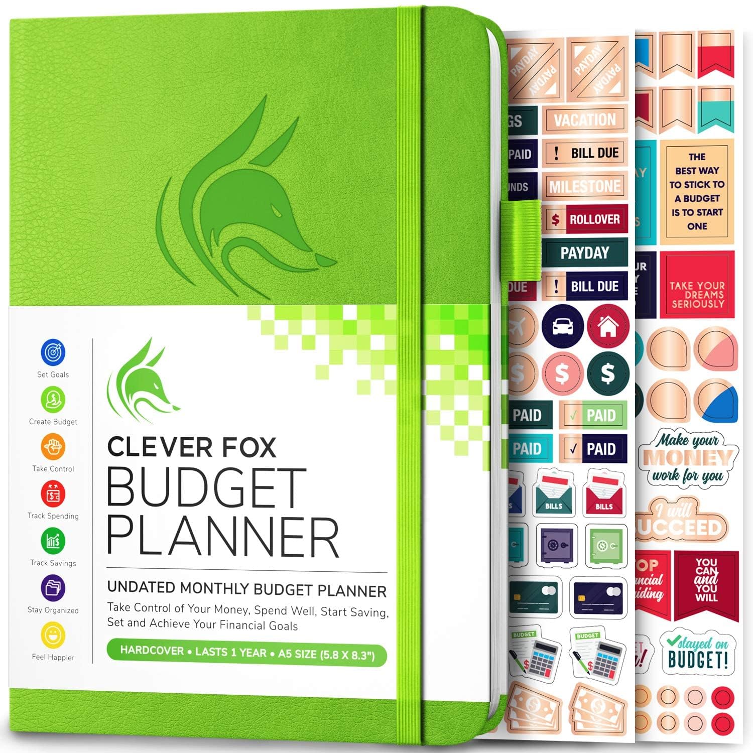 Clever Fox Budget Planner - Expense Tracker Notebook. Monthly Budgeting Organizer, Finance Logbook & Accounts Book, Bill Tracker, A5 (Green)