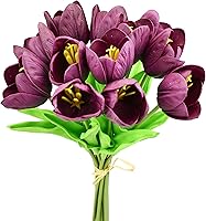 Vista 40 de Mandy's - 20 flores negras artificiales de tulipán de seda falsas de 13.5 pulgadas para Año Nuevo, primavera, Día de la Madre, Pascua, Día de San