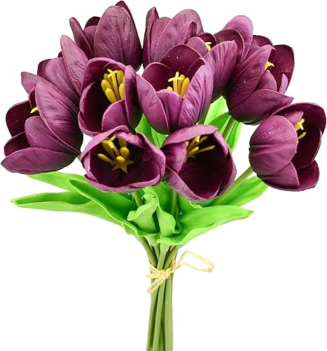 Miniatura 40 de Mandy's - 20 flores blancas artificiales de seda de tulipán artificial de 13.5 pulgadas para Año Nuevo, primavera, Día de la Madre, Pascua, Día