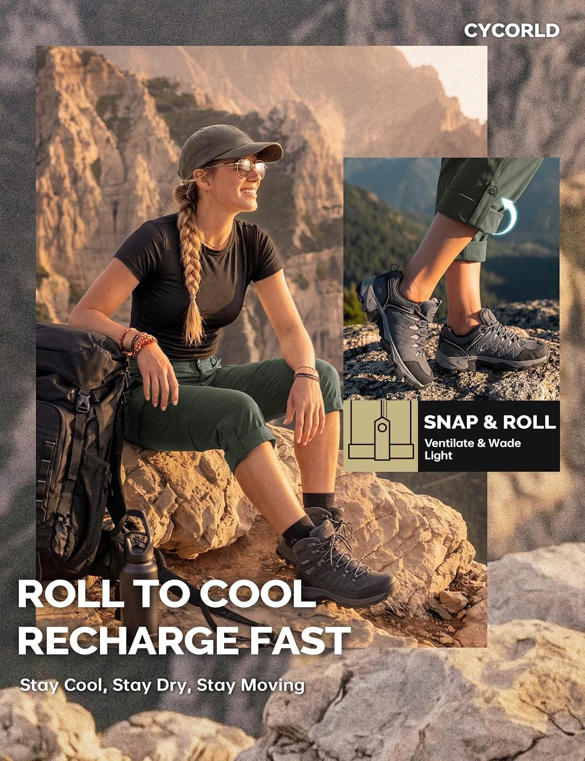 Cycorld Women's Convertible Hiking Pants Lightweight image 5