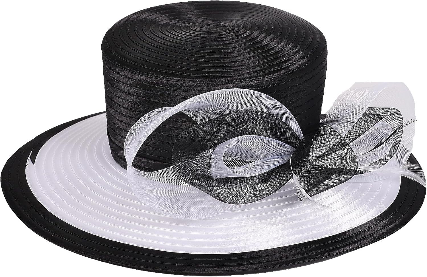 F FADVES Women Derby Church Dress Fascinator Cloche Hat Wide Brim Tea Party Wedding Bucket Hat with Bow Accent