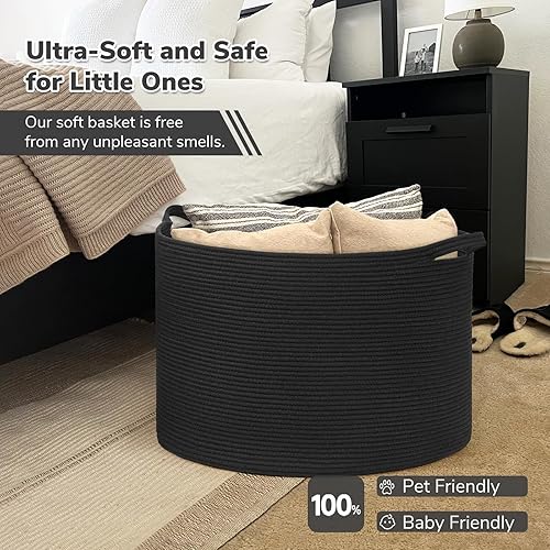 Vista 72 de INDRESSME - Canasta extragrande para ropa sucia de cuerda de algodón, cesta tejida decorativa con asas para guardería y sala, contenedor para Gris