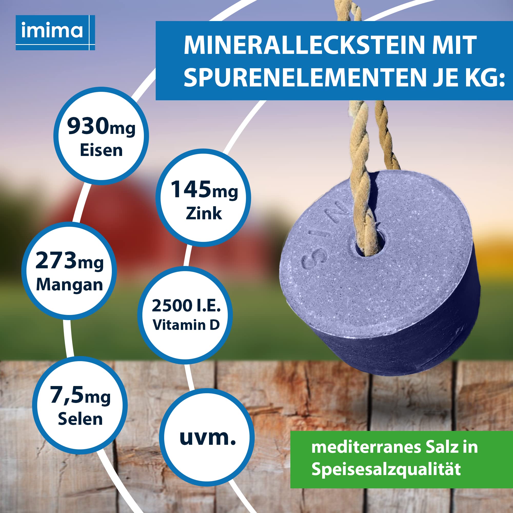 Mineralleckstein Pferd Anti-Insect Salzleckstein Set 2 x 3kg - Salzlecksteine für Pferde, Schafe, Ziegen, Wild und Rind - Salz Leckstein Mineralstein