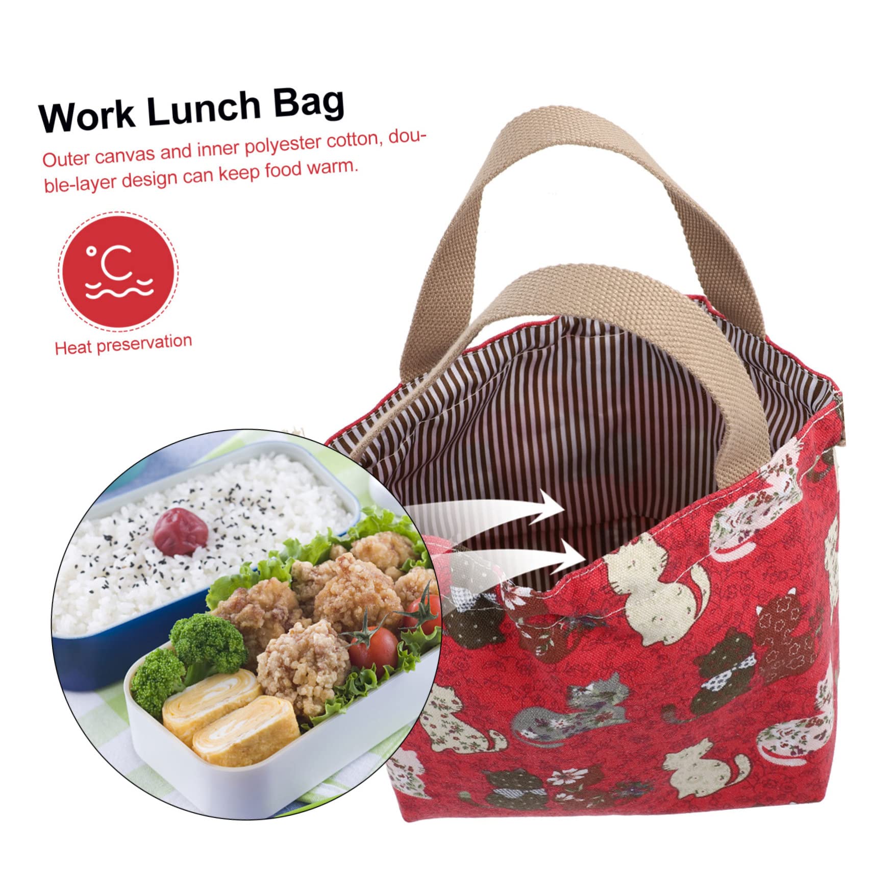 ABOOFAN Caja De 3 Piezas bolsa de almuerzo fotos de película instantánea bolso de lona bento bolsa del almuerzo bolsos bolso de almuerzo doble capa Caja de almuerzo bolsa con cordón lienzo