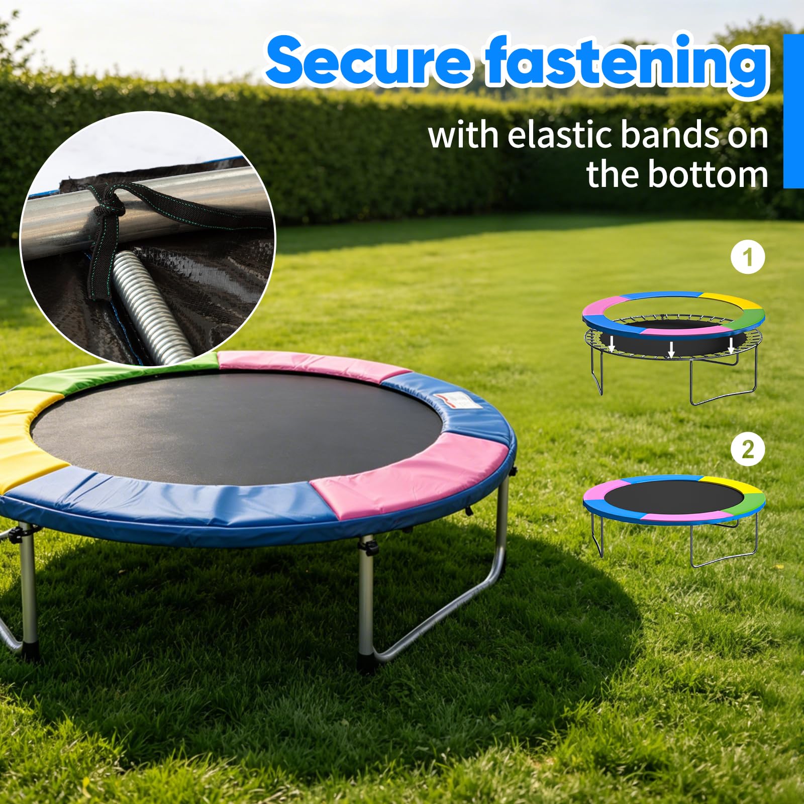 NONMON Coussin de Protection Remplacement pour Trampoline Ø 244 305 366 397 427cm, Housse de Protection des Bords Indéchirable Couverture Rembourrage, Tapis de sécurité Résistant aux UV
