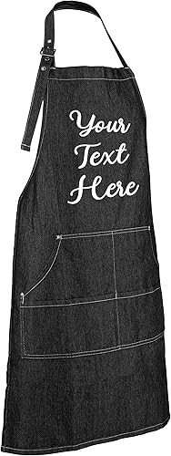Miniatura 18 de Delantal de mezclilla personalizado: delantales de mezclilla hechos a medida para mujeres y hombres Índigo (Indigo Denim),Negro denin,Mezclilla