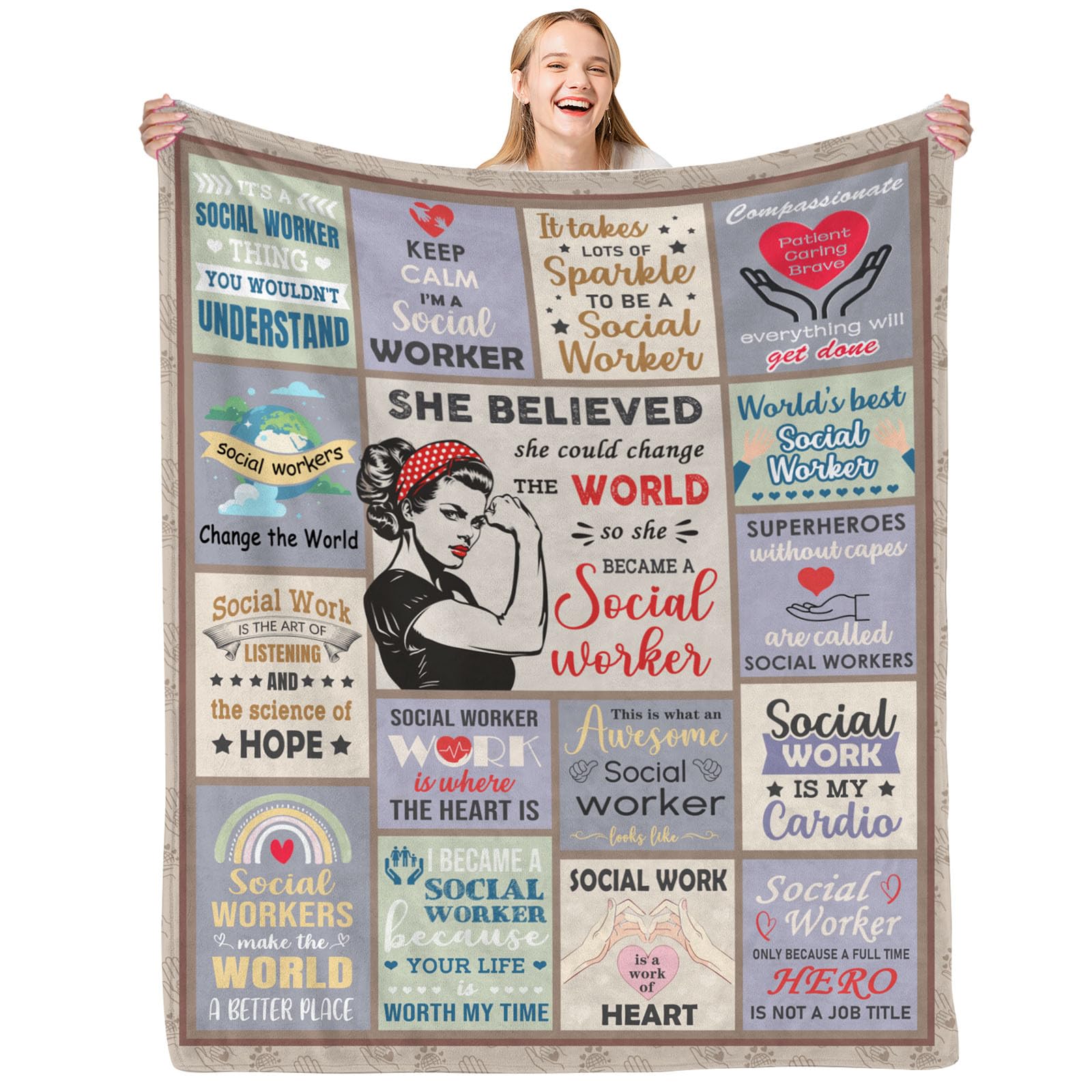 Social Worker Gifts, Social Worker Gifts for Women, Social Work Gifts, Social Worker Office Decor, Social Workers Graduation Gift, Social Worker Blanket on Birthday Christmas 40x50 in