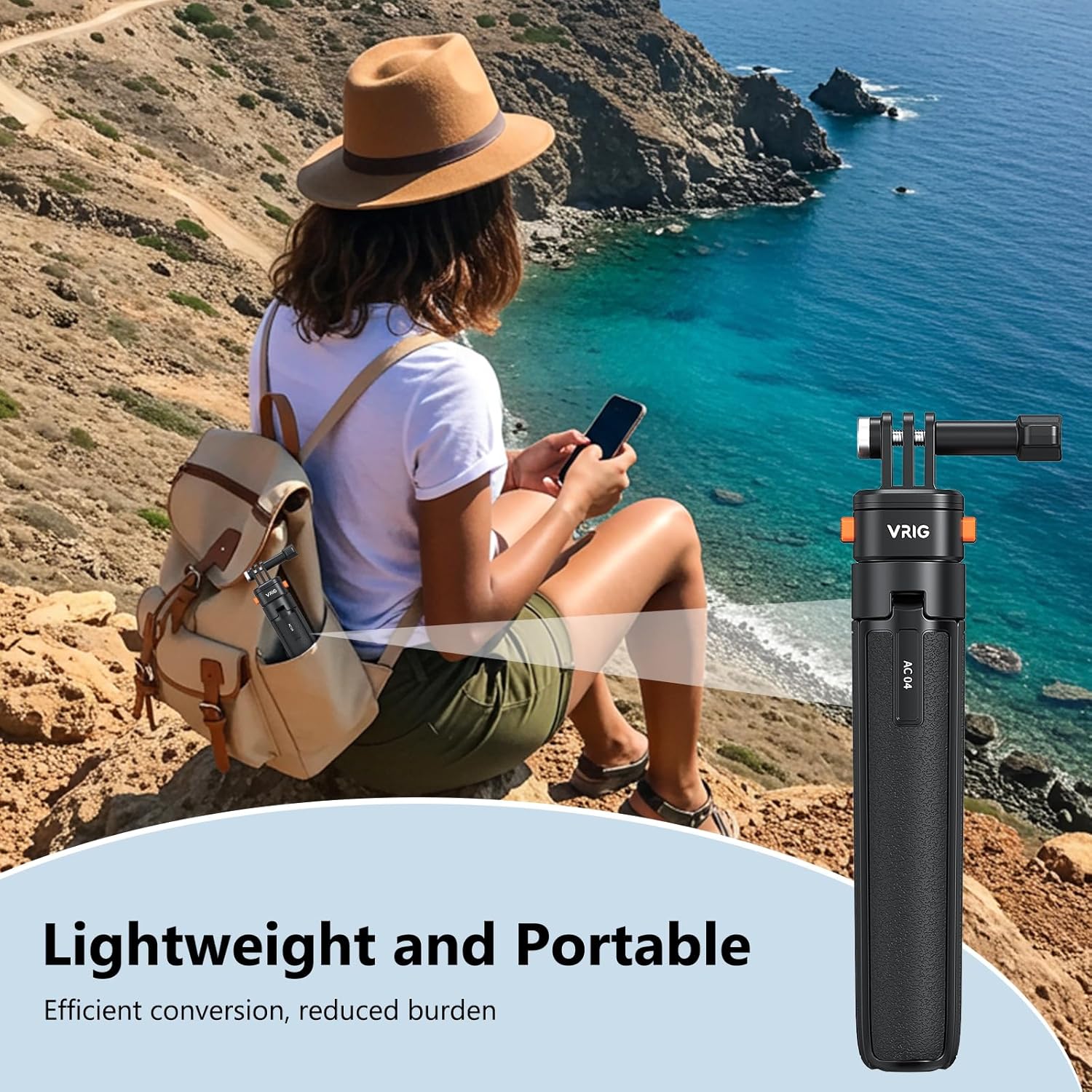 VRIG 20.8" Osmo Pocket3 Extenable Mini Tripod for Go Pro Camera,Portable Selfie Stick Handle Grip Desktop with Magnetic Quick Release 1/4" Screw Vlog for Insta360 X5/X4/X3,DJl OSMO Action 6/5Pro/4/3 - Image 7