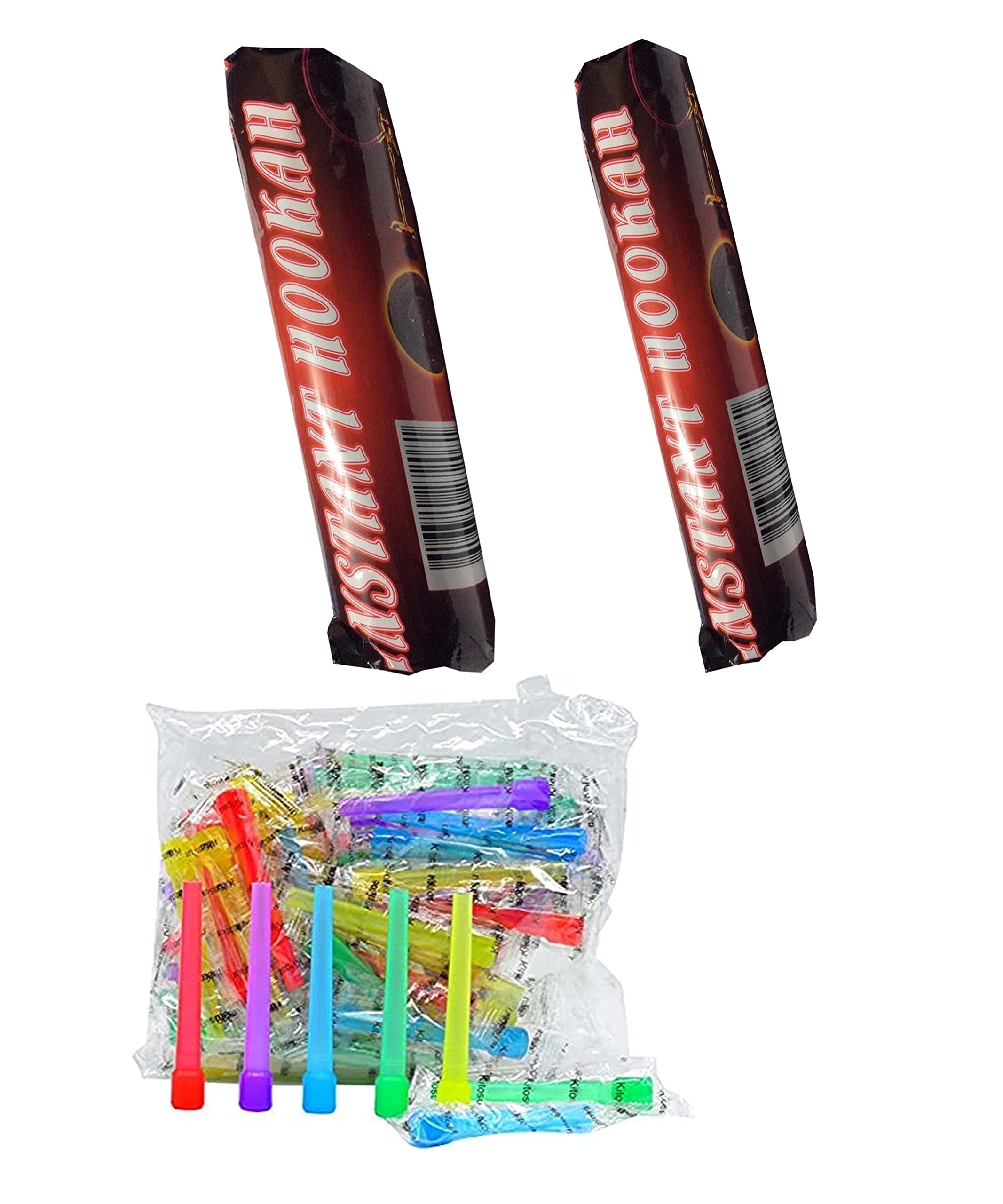 50 Large Mouth Tips for Hookah Tips Disposable Shisha Nargila and 2 charcoal rolls