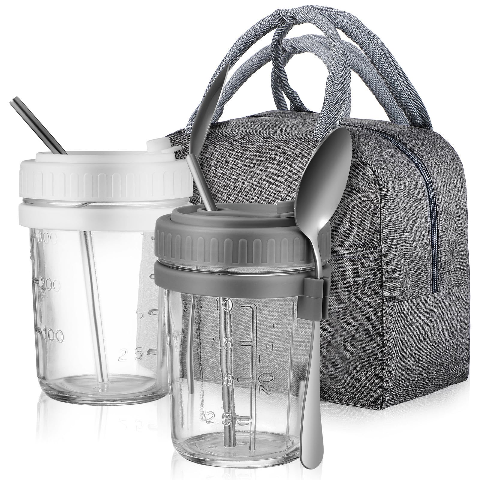 POPETPOP Kit de Frascos de Avena 300ml de Vidrio con Tapas