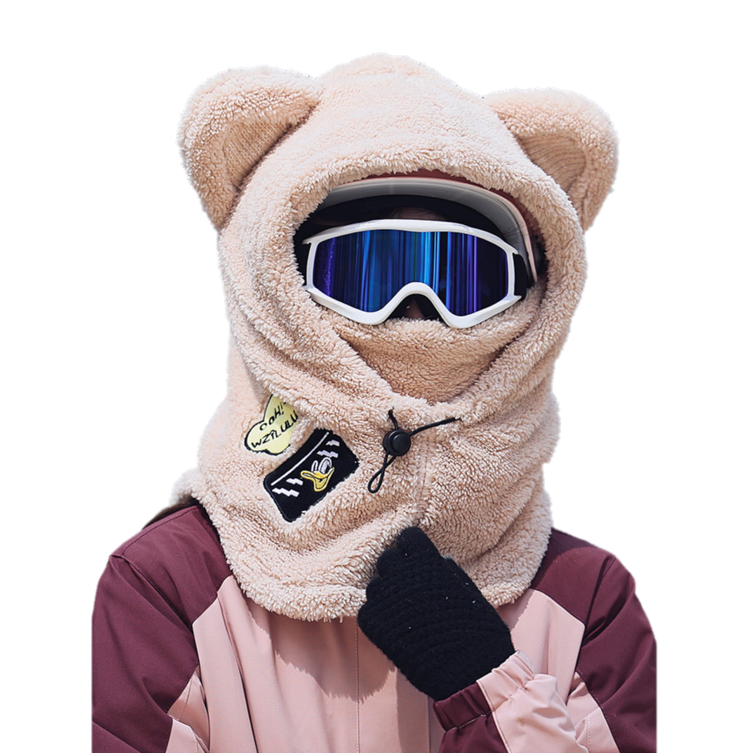 SUNONESIE 4pcs Winter Balaclava Cat Ski Mask Windproof With Ears Cute Full Face Animal Ski Face Mask For Outdoor Hiking Riding Bar,Music Festivals