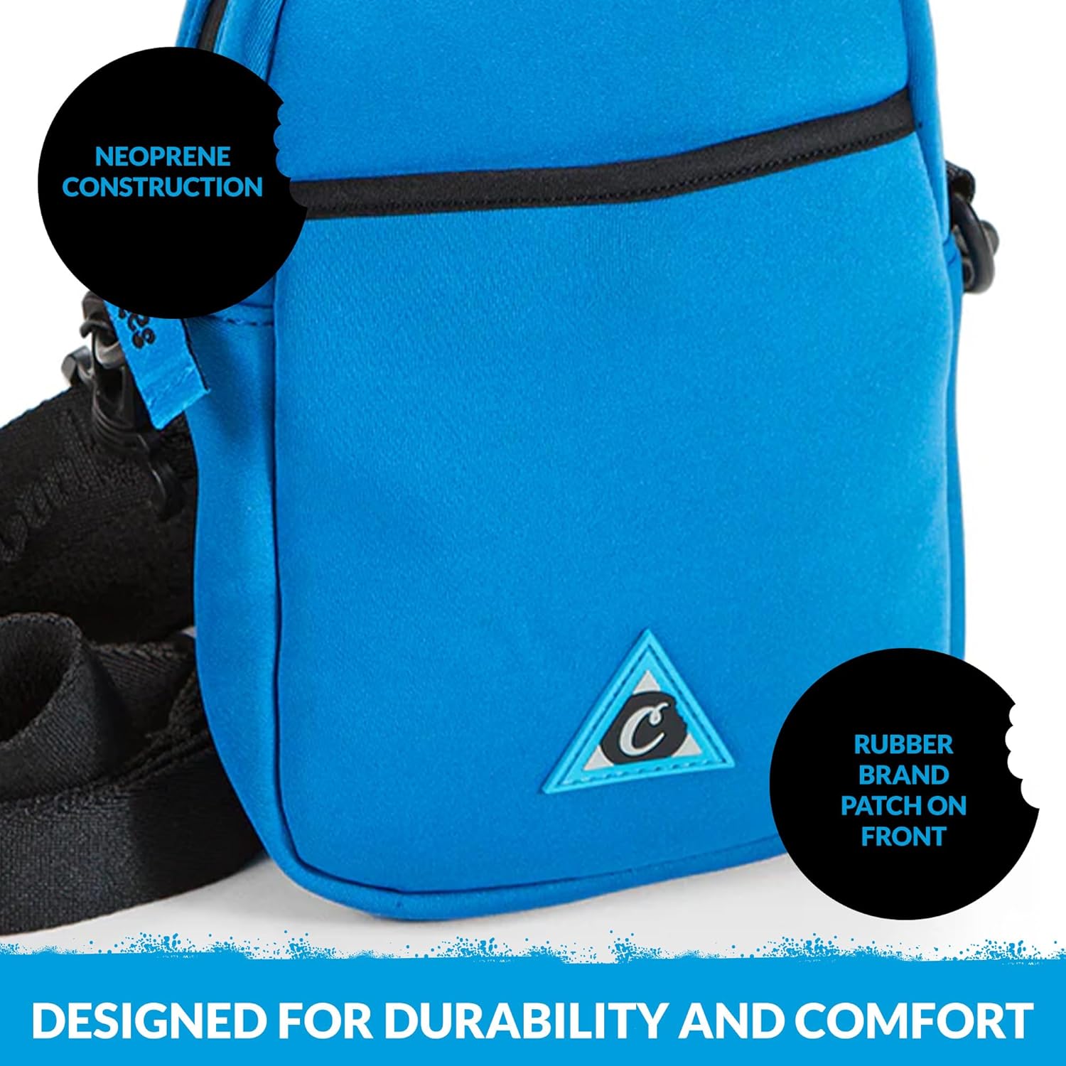 COOKIES Travel Pocket Smell Proof Bag - Neoprene Shoulder Bag, Adjustable Strap, Zipper Pouch for Men, Crossbody Style - Image 3