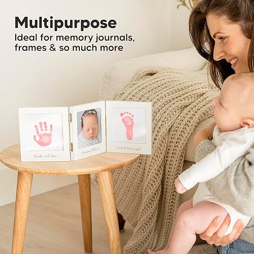 Miniatura 112 de Kit de 4 manos y huellas de bebé sin tinta, almohadilla de tinta sin desorden para recuerdo de recién nacidos, kit de huellas de nariz de perro