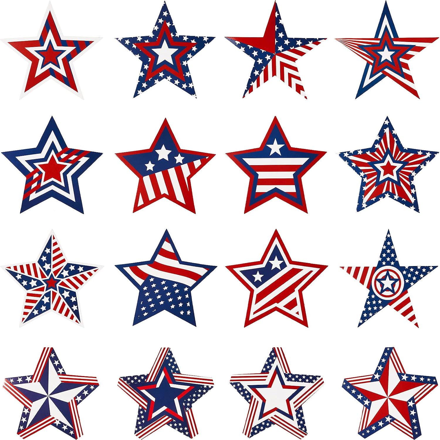 Outus 64 Pieces Stars Patriotic Cutouts Red White Blue Accents 250th Anniversary 4th of July Cutouts Independence Memorial Day Classroom Wall Bulletin Board Decor for Laptop Car Luggage