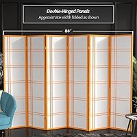 Vista 94 de Red Lantern Pantalla Shoji de doble cruz de 6 pies de alto, color blanco, 5 paneles