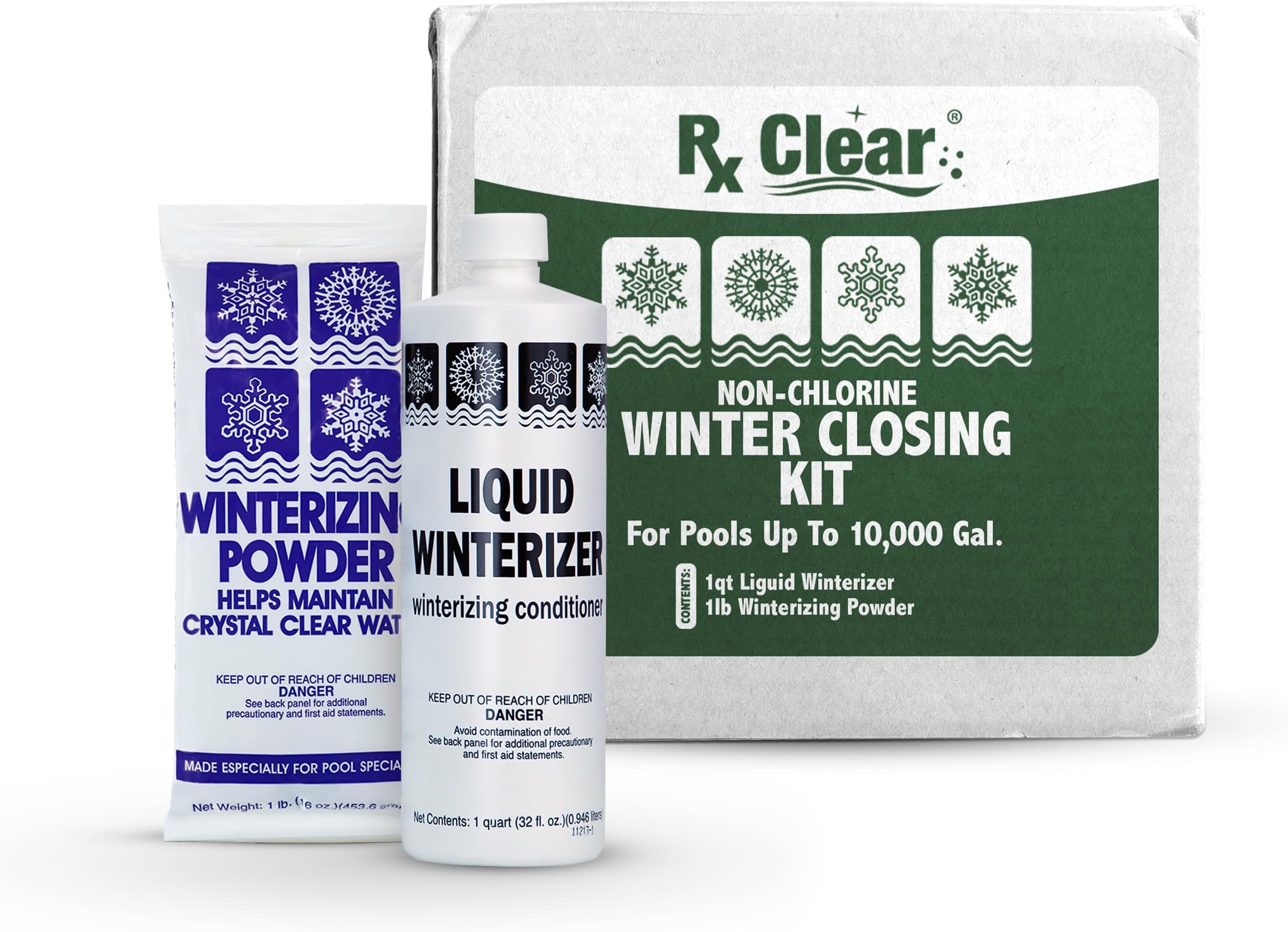 Rx Clear Winter Closing Kit | Non-Chlorine Winterizing Chemicals for Above or Inground Swimming Pools | Open to a Crystal Clear Pool in The Spring | Up to 10,000 Gallons
