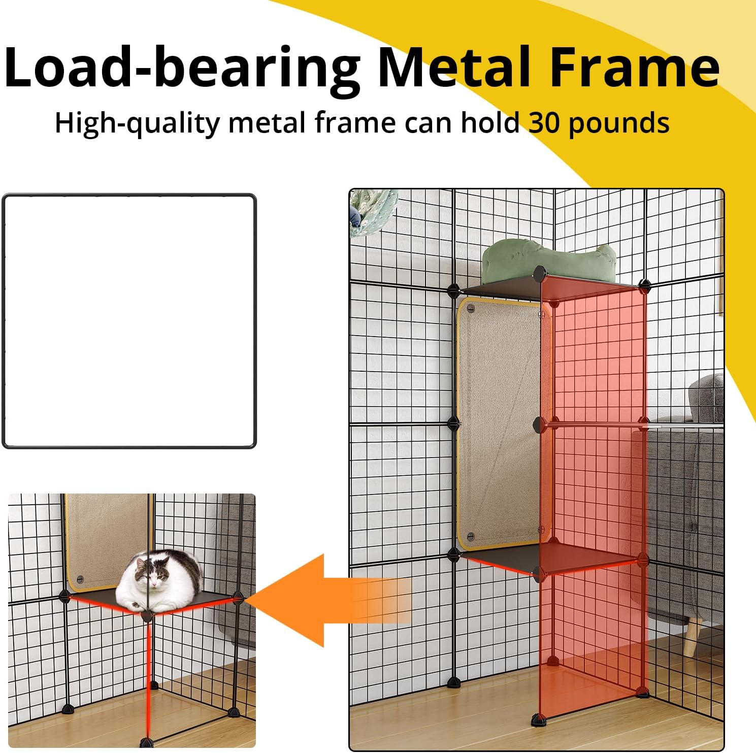 Oneluck 4-Tier 55 Inch Large Cat Cages DIY Cat Playpen Detachable Metal Wire Kennels Cat Crate Exercise Extra Place Ideal for 1-2 Cat