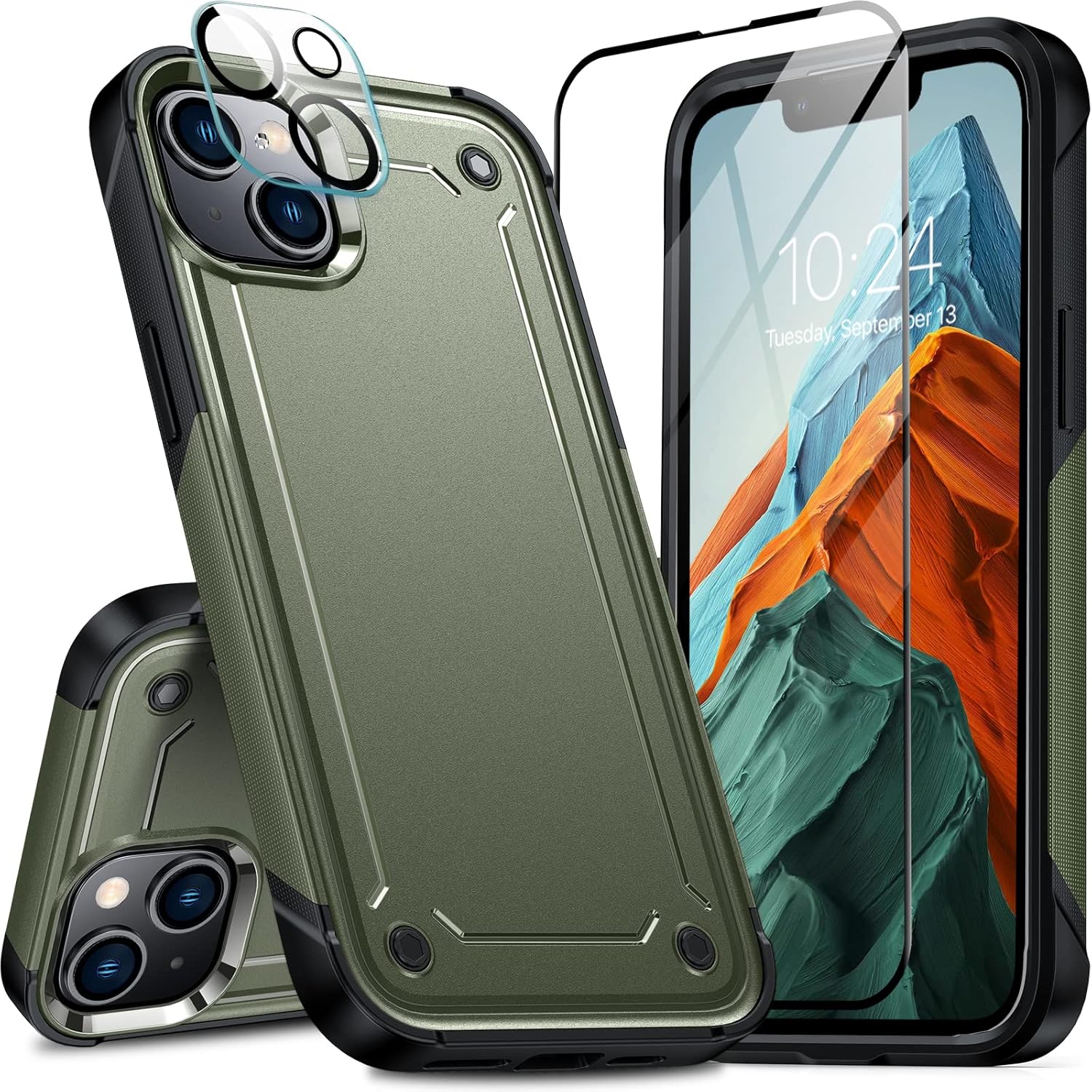 Oneagle Magnetic Stand for iPhone 16 [Fit for MagSafe], 360 Full Body Shockproof Case With Built-in 9H Glass Screen Protector, Magnet Ring Kickstand, Camera Protector, and Soft TPU Bumper