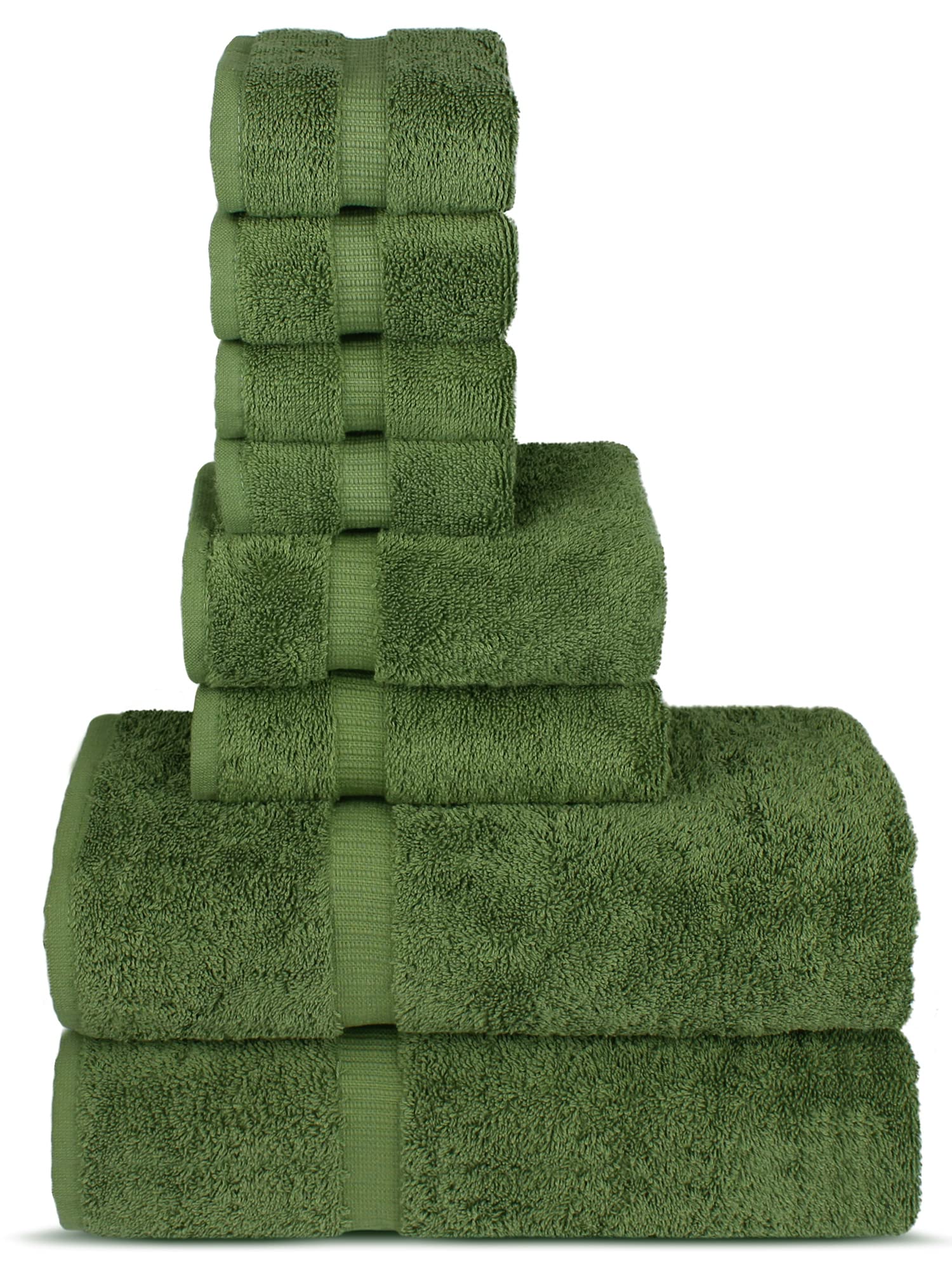 Chakir Turkish Linens | Hotel & Spa Quality 100% Cotton Premium Turkish Towels | Soft & Absorbent (8-Piece Towel Sets, Moss)
