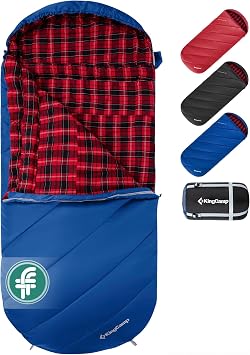 KingCamp Sleeping Bag for Adults Big & Tall 100% Flannel Sleeping Bag