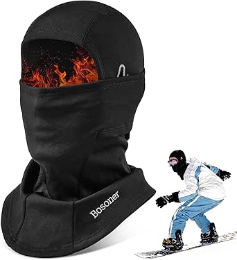BOSONER Ski Mask for Men Women: Warm Balaclava Face Mask with Neck Gaiter - Thermal Hood Wind Protection Gear for Skiing, Snowboarding Motorcycle Riding Fishing Climbing