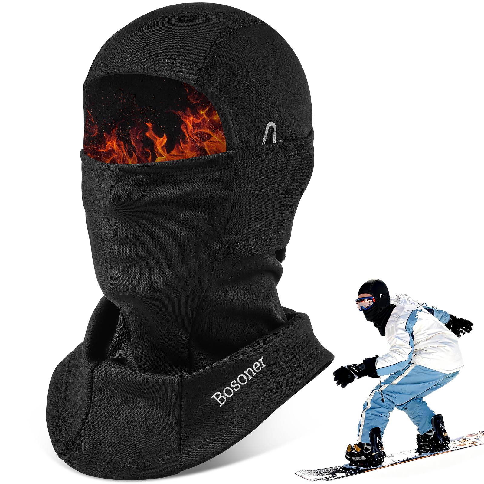 BOSONER Ski Mask for Men Women: Warm Balaclava Face Mask with Neck Gaiter - Thermal Hood Wind Protection Gear for Skiing, Snowboarding Motorcycle Riding Fishing Climbing