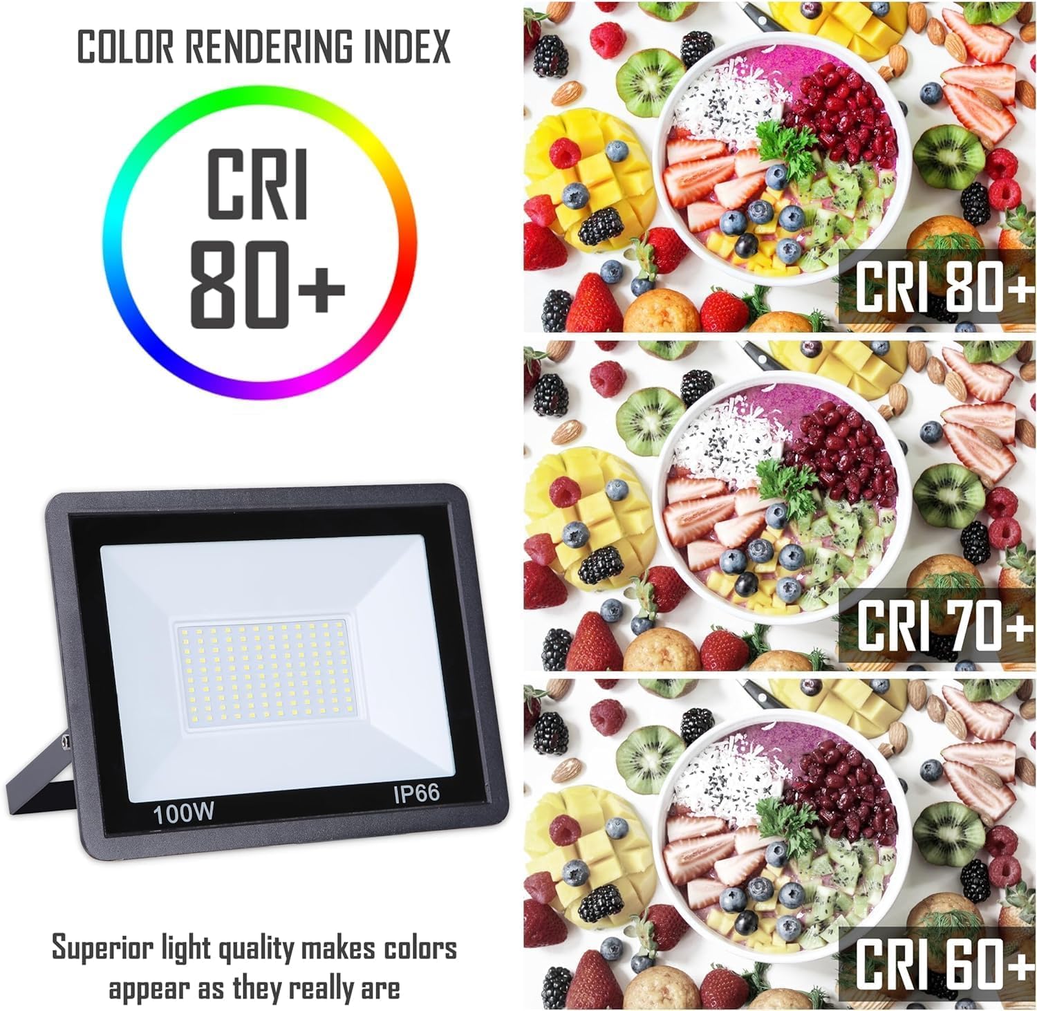 CLAR - Reflektor LED 100 W, reflektor zewnętrzny 6000K, oświetlenie zewnętrzne LED (opakowanie 2)