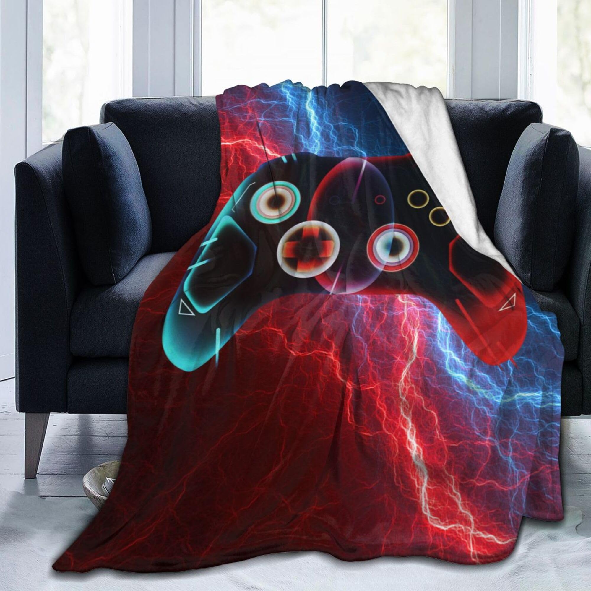 Video Game Themed Blankets Soft Warm Game Bedding Gamer Gifts Game Room Decor for Boys Kids Adults Playstation Blanket Fleece Throw Blanket Suit for Couch Sofa Bed 150x200cm(60x80 Inch)